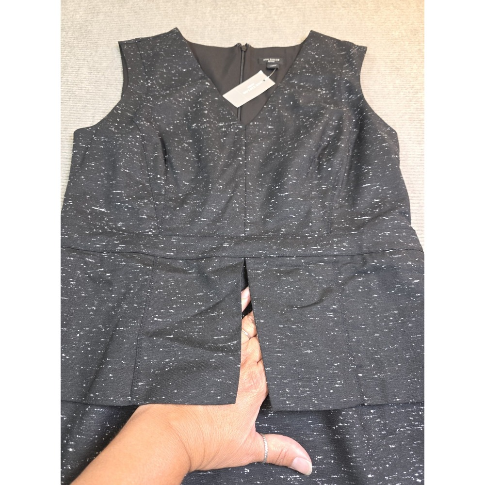 Ann Taylor Petite 8P Dress Black White Speckled Sleeveless Zip Pencil NEW - Picture 3 of 16